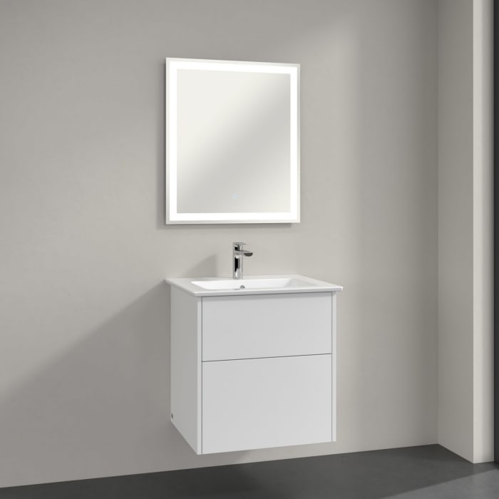Villeroy & Boch Finero Waschtischunterschrank 60 cm mit Waschtisch und Spiegel, 2 Auszüge