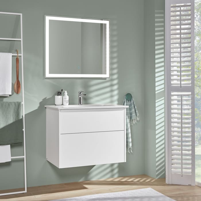 Villeroy & Boch Finero Waschtischunterschrank 80 cm mit Waschtisch und Spiegel, 2 Auszüge