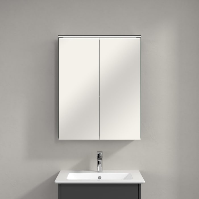 Villeroy & Boch Finero Waschtischunterschrank 60 cm mit Waschtisch und Spiegelschrank, 2 Auszüge