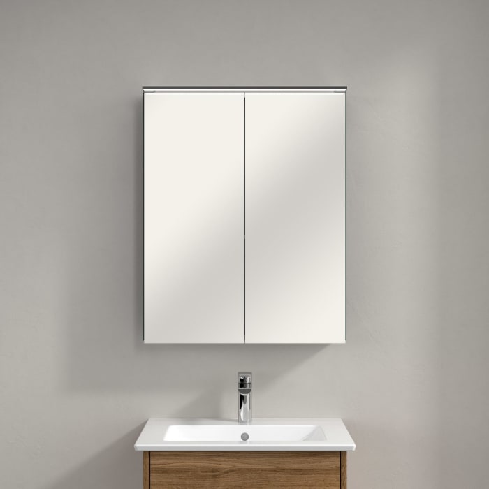 Villeroy & Boch Finero Waschtischunterschrank 60 cm mit Waschtisch und Spiegelschrank, 2 Auszüge