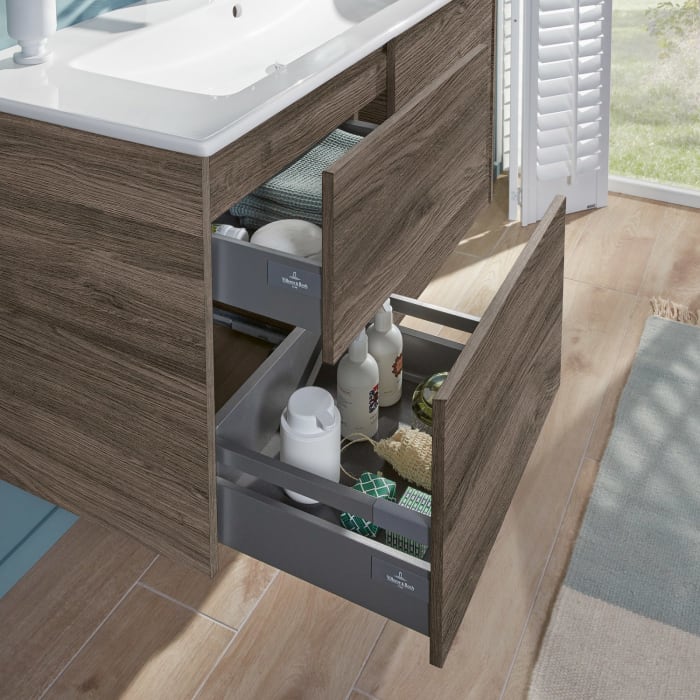 Villeroy & Boch Finero Waschtischunterschrank 120 cm mit Waschtisch und Spiegelschrank, 4 Auszüge