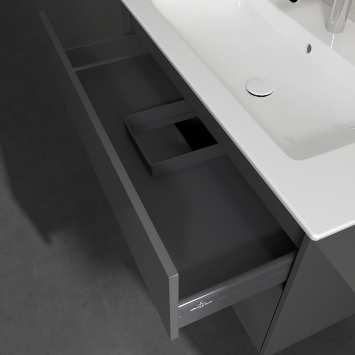 Villeroy & Boch Finero Waschtischunterschrank 100 cm mit Waschtisch und Spiegelschrank, 2 Auszüge