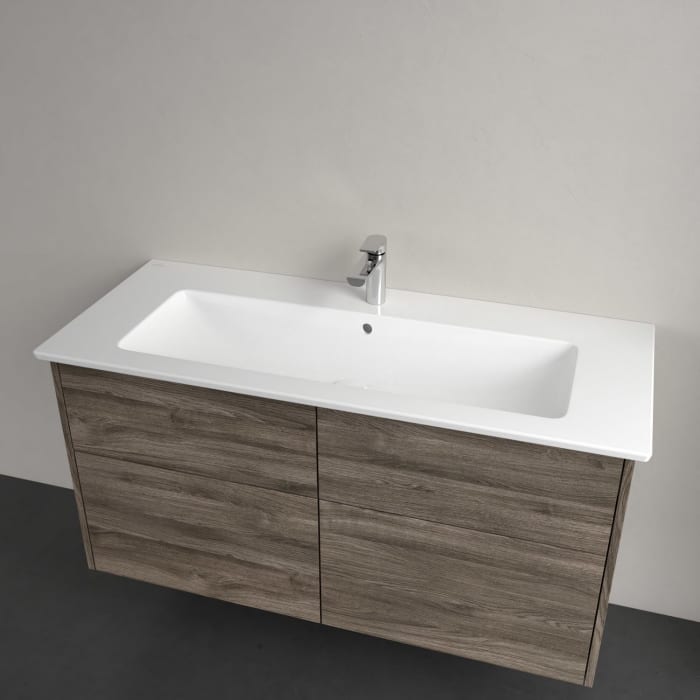 Villeroy & Boch Finero Waschtischunterschrank 120 cm mit Waschtisch und Spiegel, 4 Auszüge