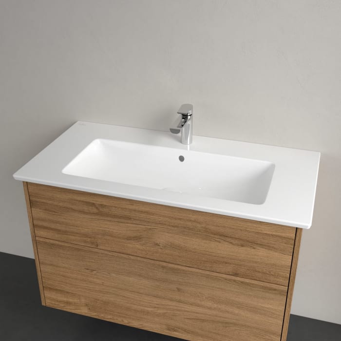 Villeroy & Boch Finero Waschtischunterschrank 100 cm mit Waschtisch und Spiegelschrank, 2 Auszüge