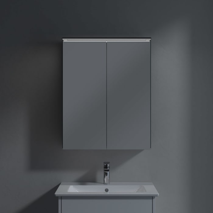 Villeroy & Boch Finero Waschtischunterschrank 65 cm mit Waschtisch und Spiegelschrank, 2 Auszüge