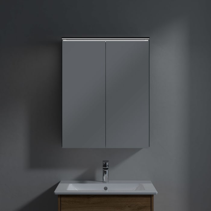 Villeroy & Boch Finero Waschtischunterschrank 65 cm mit Waschtisch und Spiegelschrank, 2 Auszüge