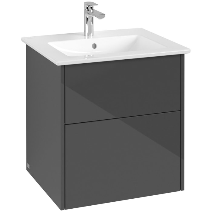 Villeroy & Boch Finero Waschtischunterschrank 60 cm mit Waschtisch und Spiegel, 2 Auszüge
