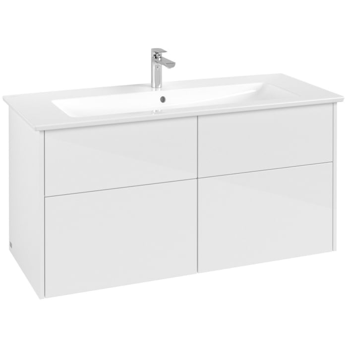 Villeroy & Boch Finero Waschtischunterschrank 120 cm mit Waschtisch und Spiegel, 4 Auszüge