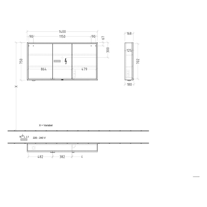 Villeroy & Boch My View+ Aufputz-Spiegelschrank 140 x 75 cm