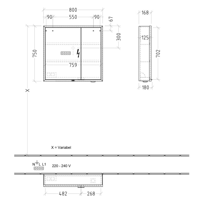 Villeroy & Boch My View+ Aufputz-Spiegelschrank 80 x 75 cm