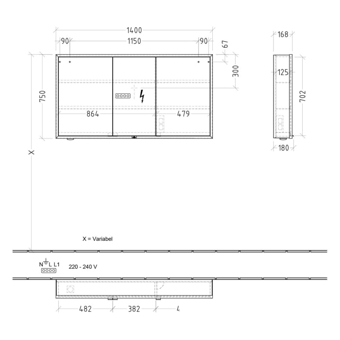 Villeroy & Boch My View+ Aufputz-Spiegelschrank 140 x 75 cm
