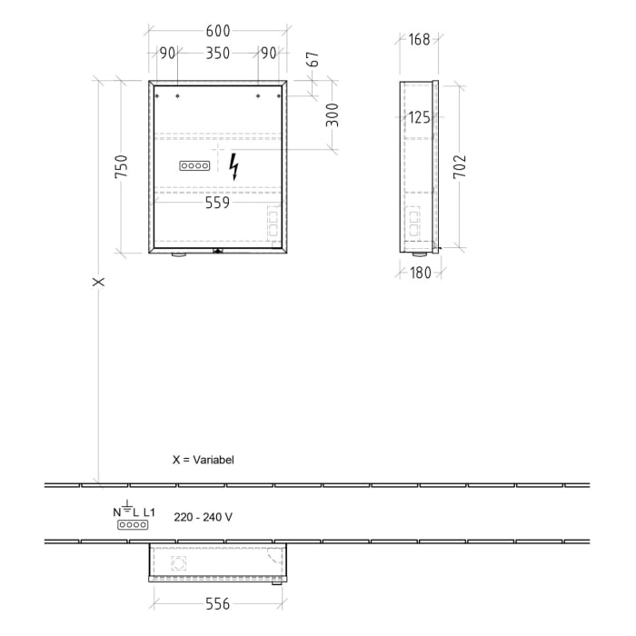 Villeroy & Boch My View+ Aufputz-Spiegelschrank 60 x 75 cm, Anschlag links