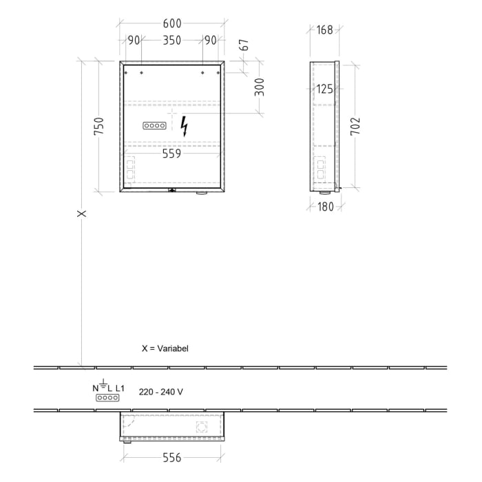 Villeroy & Boch My View+ Aufputz-Spiegelschrank 60 x 75 cm, Anschlag rechts