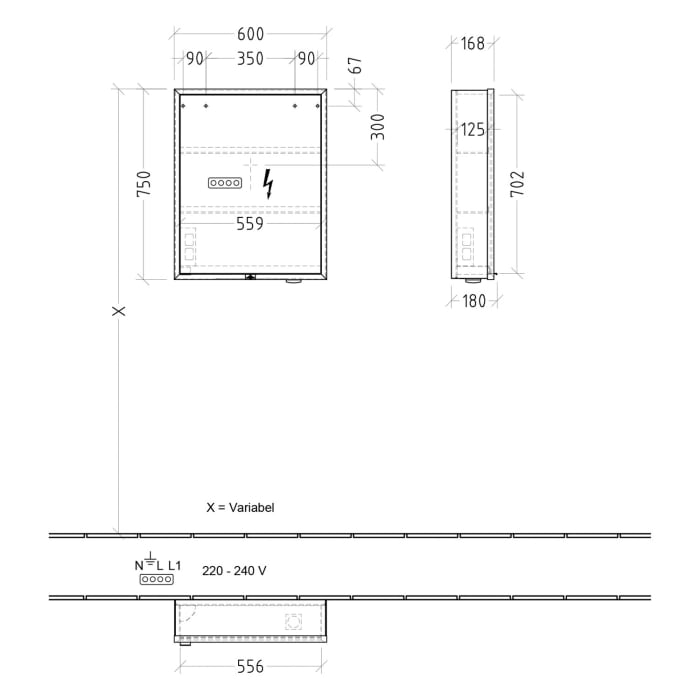Villeroy & Boch My View Now Vorbau-Spiegelschrank 60 cm, 1 Tür Anschlag rechts, mit Sensordimmer
