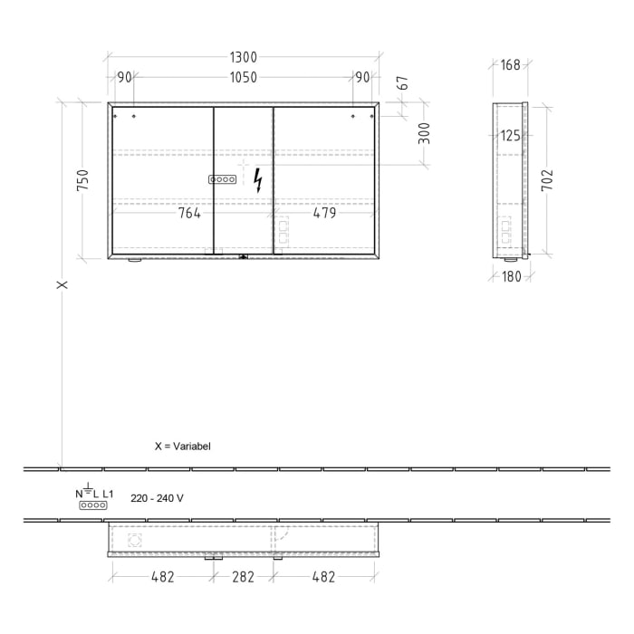 Villeroy & Boch My View Now Vorbau-Spiegelschrank 130 cm, 3 Türen, Smart Home fähig