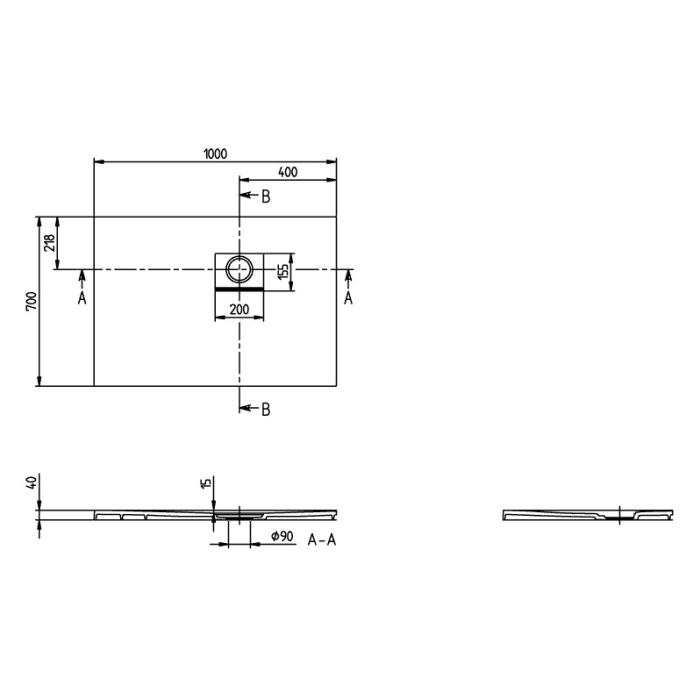 Villeroy & Boch Squaro Infinity Duschwanne, 100 x 70 cm
