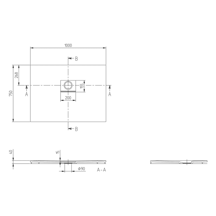 Villeroy & Boch Squaro Infinity Duschwanne, 100 x 75 cm