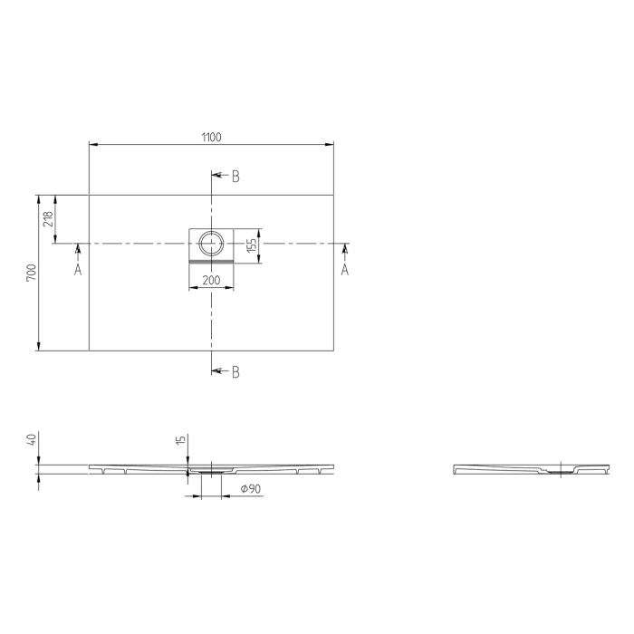 Villeroy & Boch Squaro Infinity Duschwanne, 110 x 70 cm