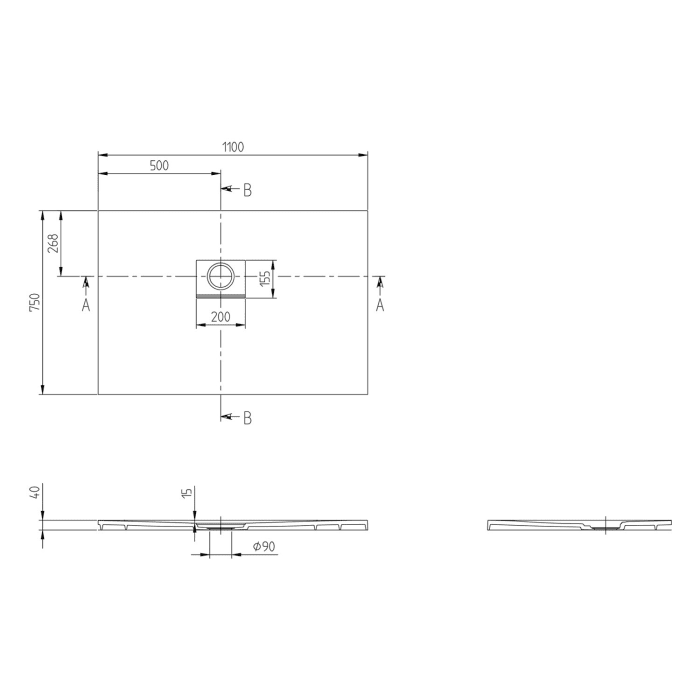 Villeroy & Boch Squaro Infinity Duschwanne, 110 x 75 cm