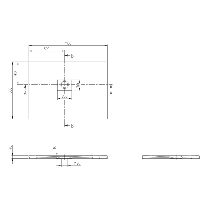 Villeroy & Boch Squaro Infinity Duschwanne, 110 x 80 cm