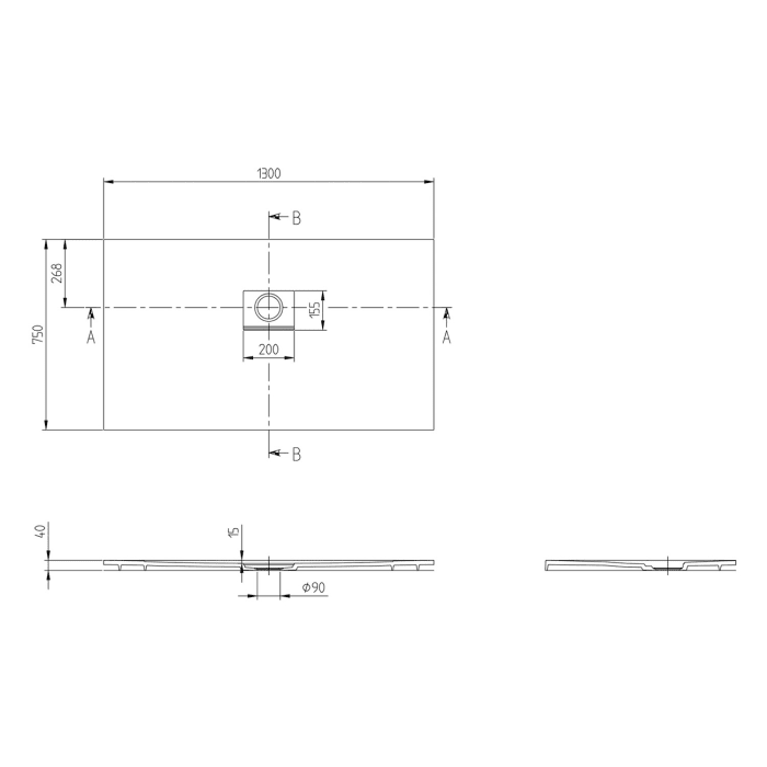 Villeroy & Boch Squaro Infinity Duschwanne, 130 x 75 cm