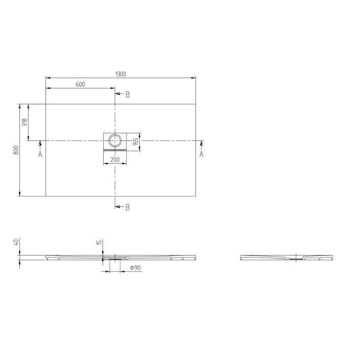 Villeroy & Boch Squaro Infinity Duschwanne, 130 x 80 cm