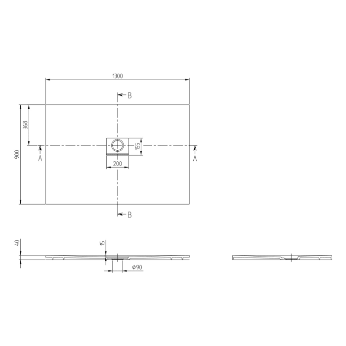Villeroy & Boch Squaro Infinity Duschwanne, 130 x 90 cm