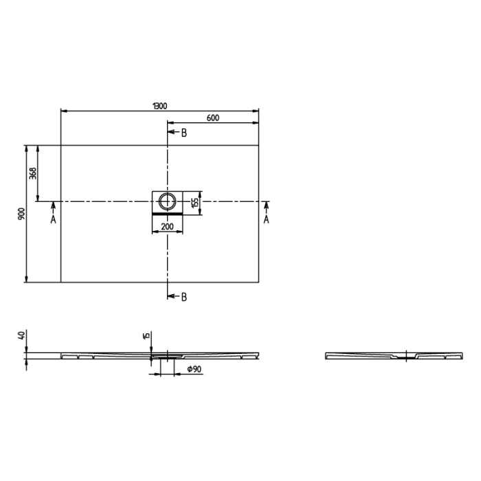 Villeroy & Boch Squaro Infinity Duschwanne, 130 x 90 cm
