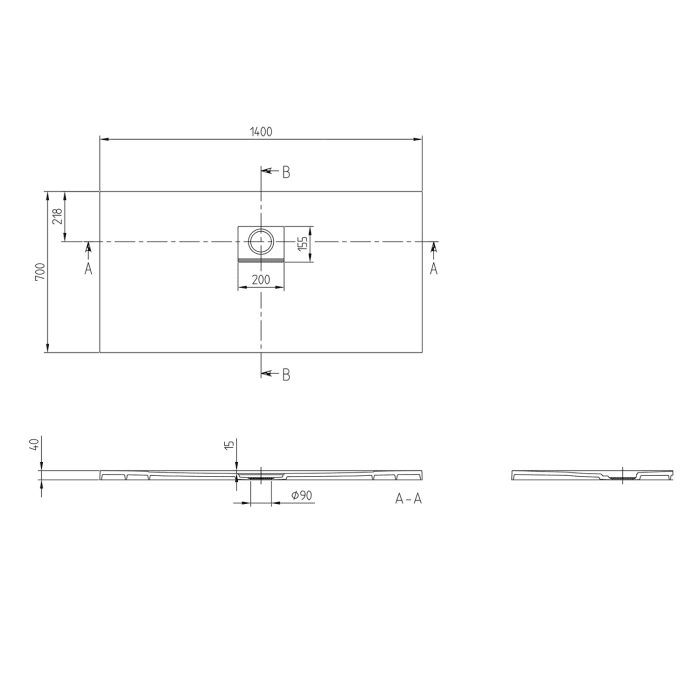 Villeroy & Boch Squaro Infinity Duschwanne, 140 x 70 cm