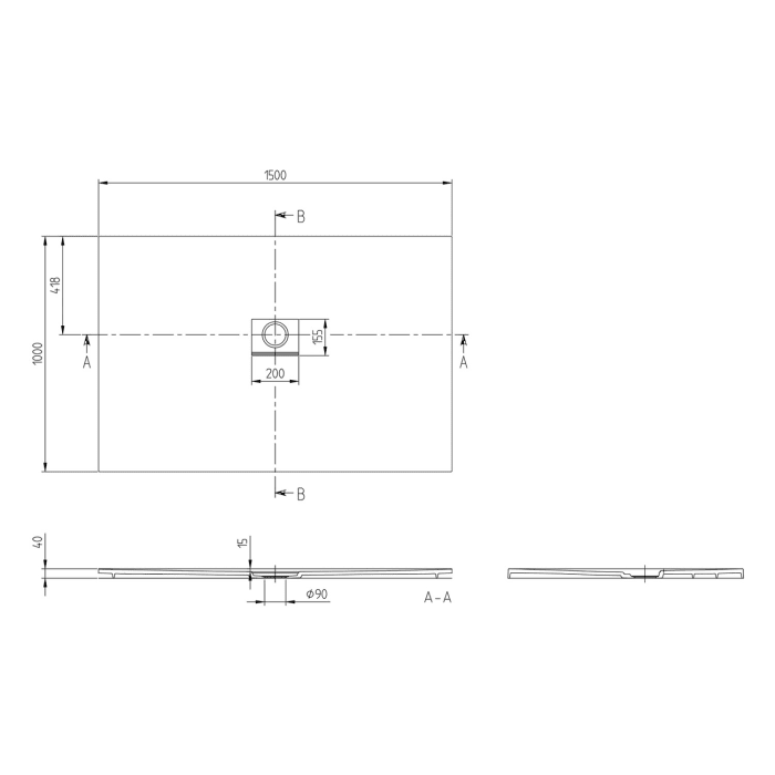 Villeroy & Boch Squaro Infinity Duschwanne, 150 x 100 cm