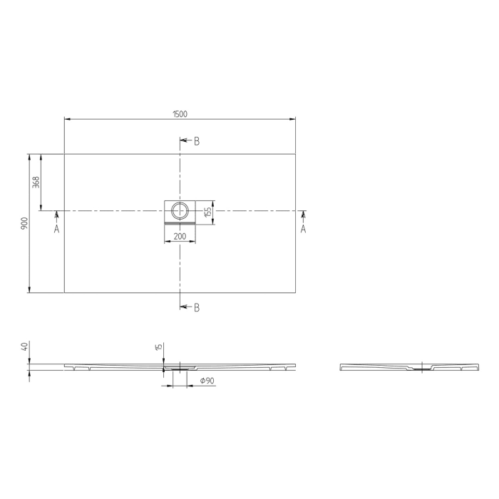 Villeroy & Boch Squaro Infinity Duschwanne, 150 x 90 cm