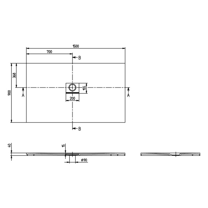 Villeroy & Boch Squaro Infinity Duschwanne, 150 x 90 cm
