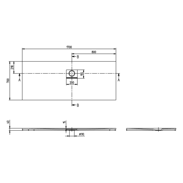 Villeroy & Boch Squaro Infinity Duschwanne, 170 x 70 cm