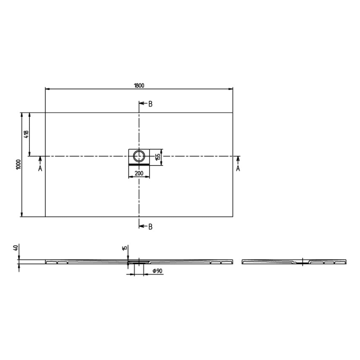 Villeroy & Boch Squaro Infinity Duschwanne, 180 x 100 cm