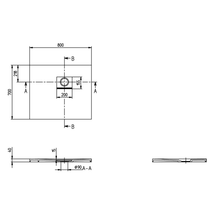 Villeroy & Boch Squaro Infinity Duschwanne, 80 x 70 cm