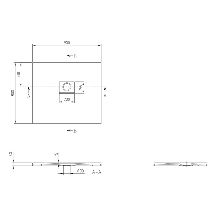 Villeroy & Boch Squaro Infinity Duschwanne, 90 x 80 cm