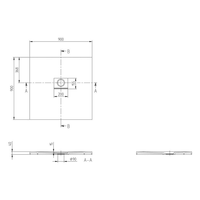 Villeroy & Boch Squaro Infinity Duschwanne, 90 x 90 cm