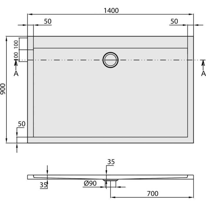 Villeroy & Boch Subway Duschwanne 140 x 90 cm