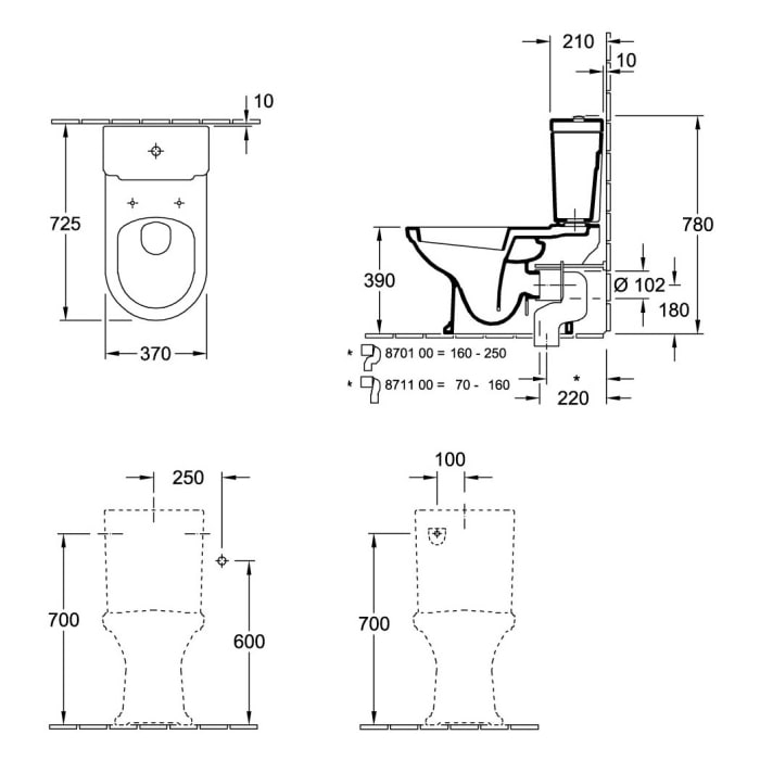 Villeroy & Boch Hommage Stand-Tiefspülklosett für Kombination