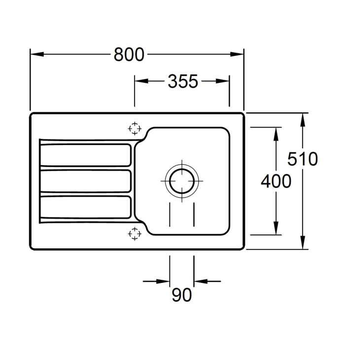 Villeroy & Boch Architectura 45 Einbauspüle, Ablaufgarnitur mit Excenterbetätigung, reversibel