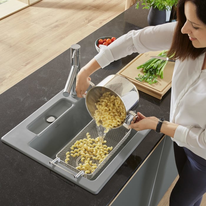 Villeroy & Boch Siluet 50 S Einbauspüle, Ablaufgarnitur mit Handbetätigung, reversibel