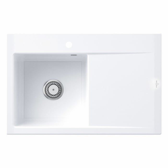 Villeroy & Boch Subway Style 45 Einbauspüle, Ablaufgarnitur mit Handbetätigung, Becken links