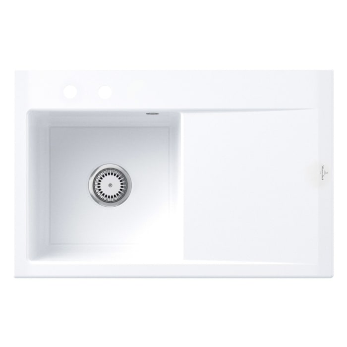 Villeroy & Boch Subway Style 45 Einbauspüle, Ablaufgarnitur mit Handbetätigung, Becken links