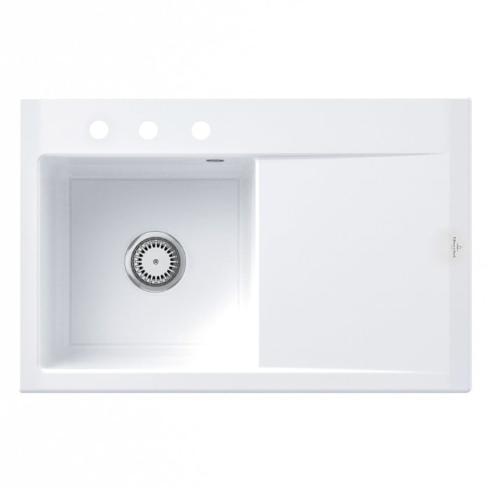 Villeroy & Boch Subway Style 45 Einbauspüle, Ablaufgarnitur mit Handbetätigung, Becken links