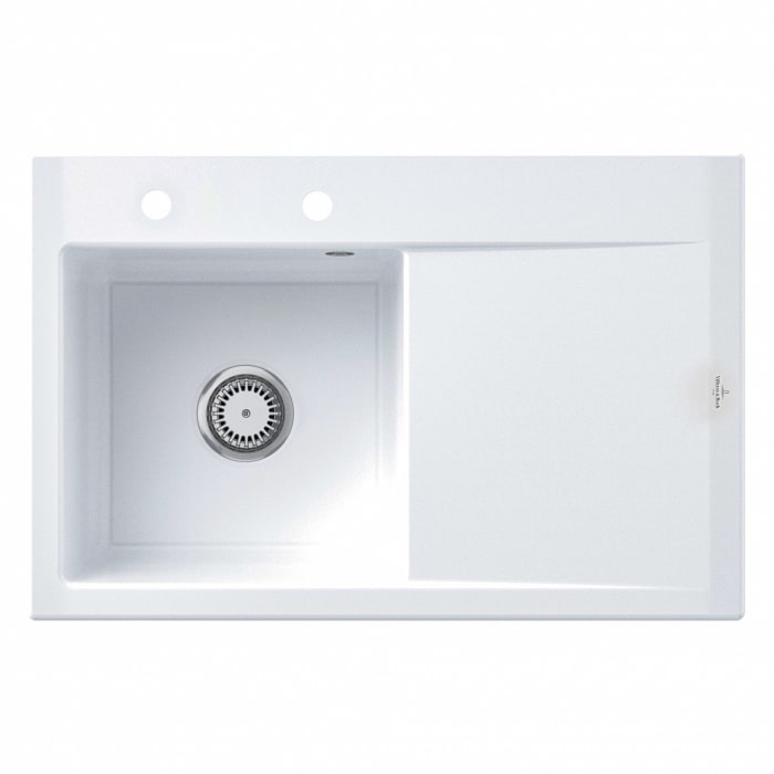 Villeroy & Boch Subway Style 45 Einbauspüle, Ablaufgarnitur mit Handbetätigung, Becken links