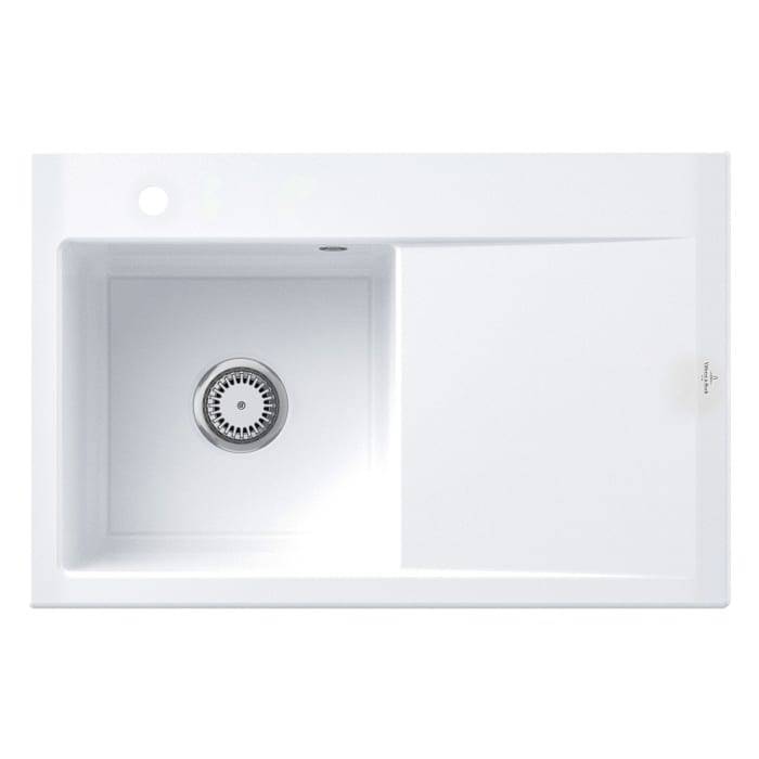 Villeroy & Boch Subway Style 45 Einbauspüle, Ablaufgarnitur mit Handbetätigung, Becken links