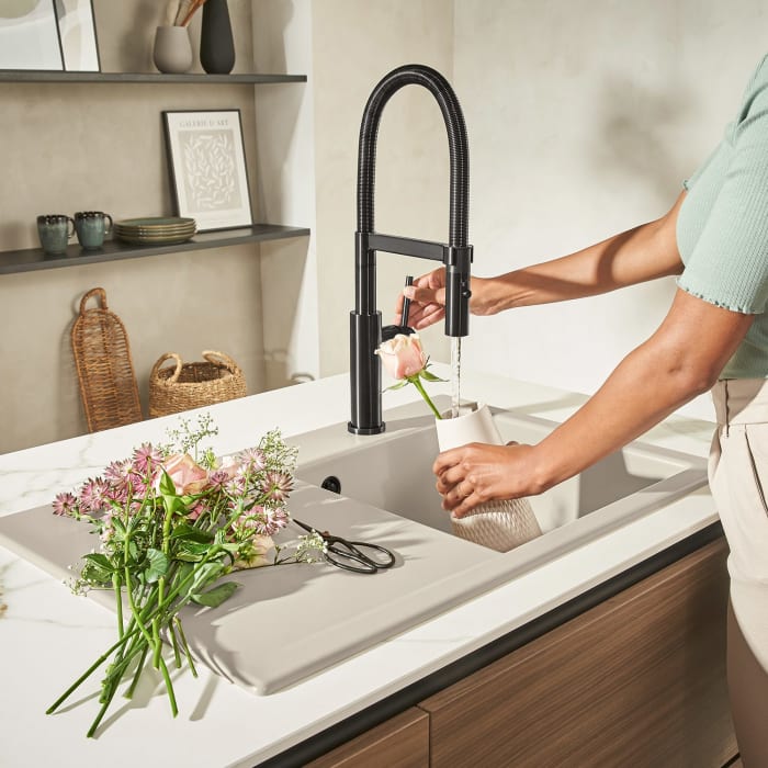 Villeroy & Boch Subway Style 45 Einbauspüle, Ablaufgarnitur mit Handbetätigung, Becken rechts