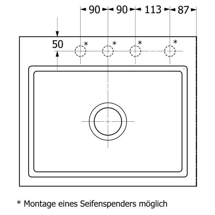 Villeroy & Boch Subway Style 60 S FLAT flächenbündige Spüle, Ablaufgarnitur mit Excenterbetätigung, inkl. Abtropfgitter