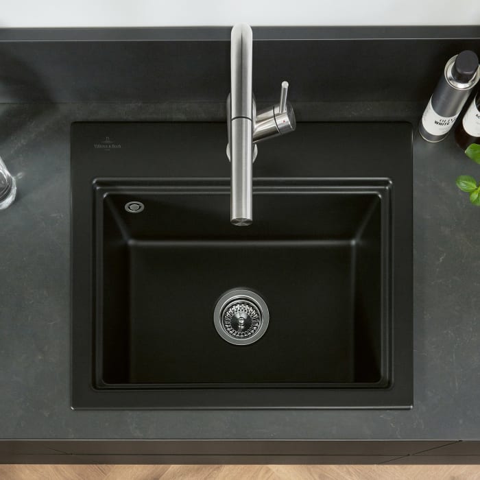 Villeroy & Boch Subway Style 60 S FLAT flächenbündige Spüle, Ablaufgarnitur mit Excenterbetätigung, inkl. Abtropfgitter