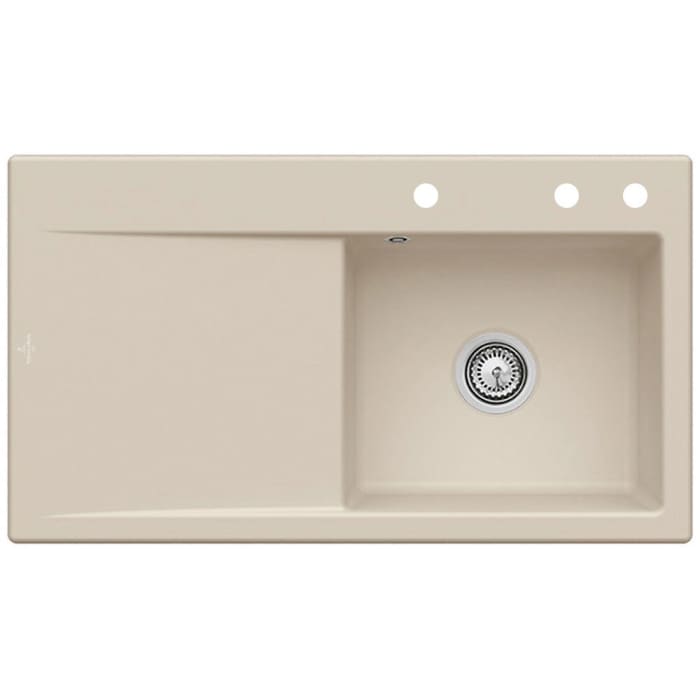 Villeroy & Boch Subway Style 50 Einbauspüle, Ablaufgarnitur mit Handbetätigung, Becken rechts